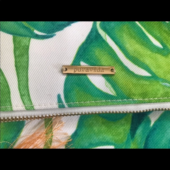Puravida New Monstera Fold-over Clutch Green/White - Picture 2 of 5